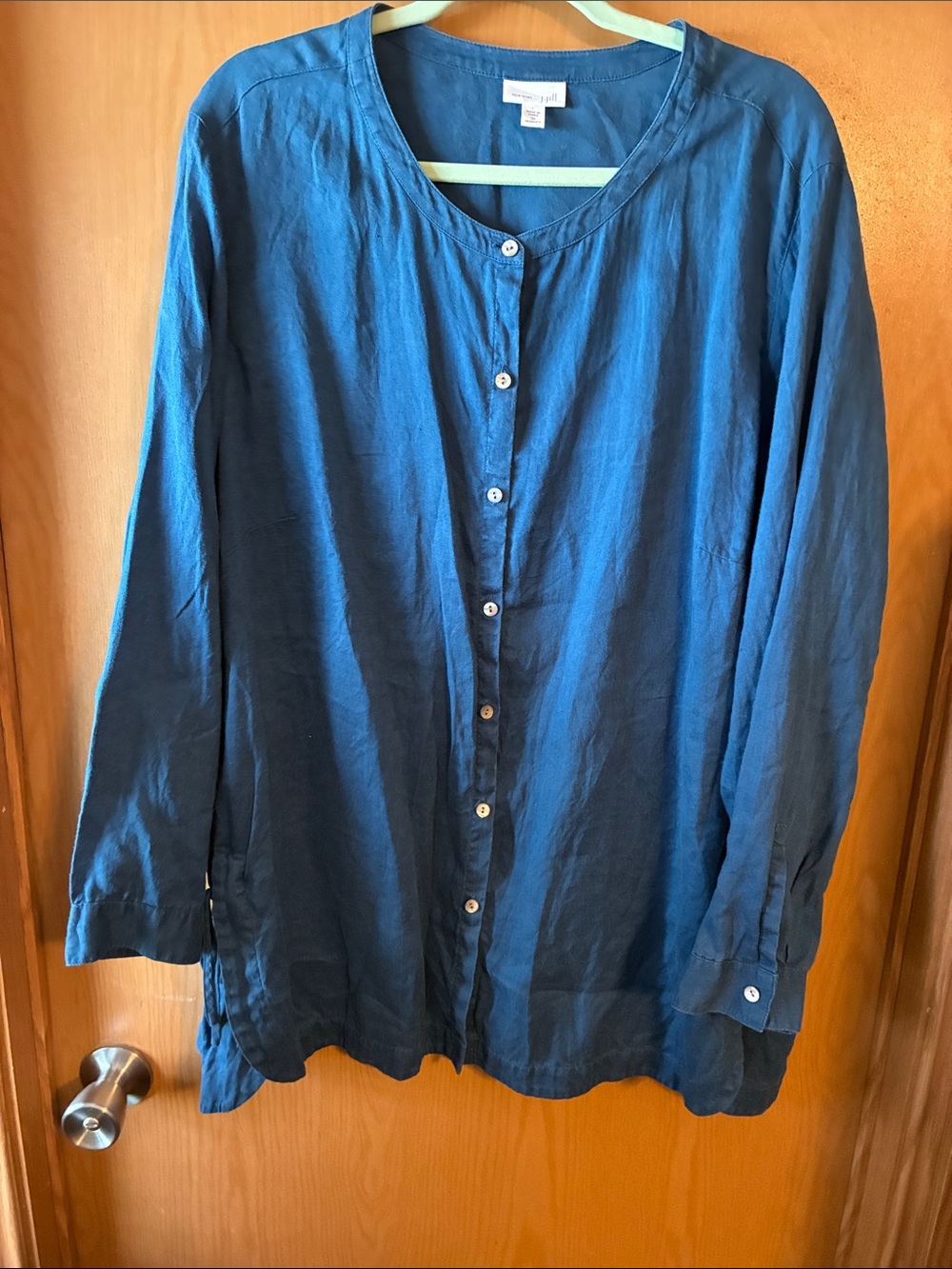 J. Jill Love Linen Deep Teal Button-Front Linen Shirt